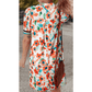SALE!!!  Lucilla Orange Contrast Trim Floral Split Neck Puff Short Sleeve Tiered Mini Dress