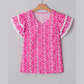 Zarie Pink Floral Print Ric-rac Tiered Ruffled V Neck Blouse
