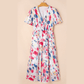 Courtnie White Abstract Print Short Puff Sleeve Tiered Maxi Dress