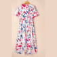Courtnie White Abstract Print Short Puff Sleeve Tiered Maxi Dress