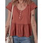 REDUCED!!!  Hetty Peplum 1/4 Button Front Ruffle Blouse  REDUCED!!!