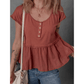 REDUCED!!!  Hetty Peplum 1/4 Button Front Ruffle Blouse  REDUCED!!!