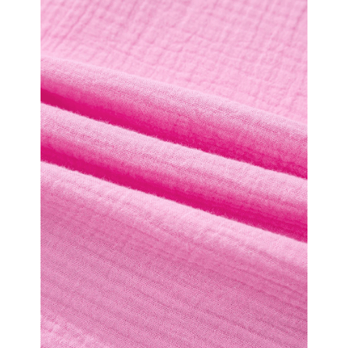 RTS Alicia Bonbon Pink Mineral Wash Textured Ruffle Trim Short Sleeve Shirt