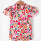 Zuri Multicolour Lace Trim Ruffle Short Sleeve Floral Blouse