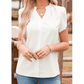 Leona White Silky Notched Neckline Petal Sleeve Blouse
