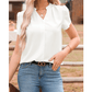 Leona White Silky Notched Neckline Petal Sleeve Blouse