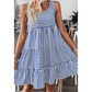 Jezzie Sky Blue Stripe U Neck Sleeveless Loose Fit Mini Dress