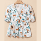 Floraine Floral Print Puff Sleeve V Neck Babydoll Blouse
