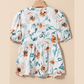 Floraine Floral Print Puff Sleeve V Neck Babydoll Blouse
