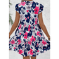 Asha Pink Floral Print Notched Neck Flutter Sleeve Mini Dress