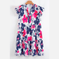 Asha Pink Floral Print Notched Neck Flutter Sleeve Mini Dress