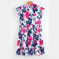 Asha Pink Floral Print Notched Neck Flutter Sleeve Mini Dress