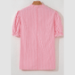 Alyssa Pink Stripe Notched Neck Frilled Short Puff Sleeve Blouse