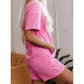 Jaci Bonbon Pink Loose Half Sleeve V Neck Knit Romper