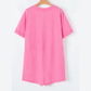 Jaci Bonbon Pink Loose Half Sleeve V Neck Knit Romper