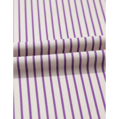 Fynlee Purple Stripe Floral Color Block Raw Edge Patchwork Bracelet Sleeve Blouse