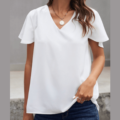 Chelina White V Neck Short Sleeve Tee