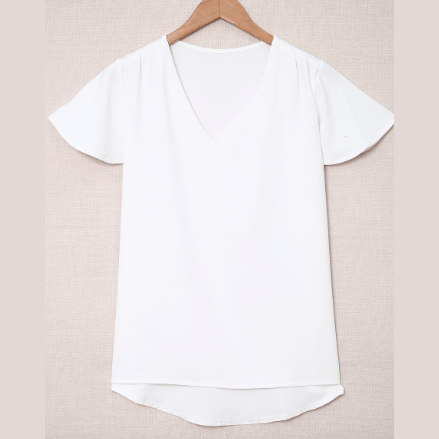 Chelina White V Neck Short Sleeve Tee
