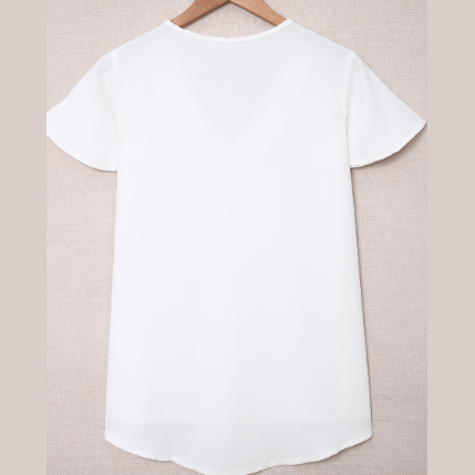 Chelina White V Neck Short Sleeve Tee
