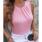 Jaynee Light Pink Pleated Round Neck Sleeveless Top