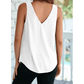 Martena White Eyelet Knit Patterned Loose V Neck Tank Top