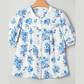 RTS Aveline Sky Blue Floral Tiered Puff Short Sleeve Pleated Bust Buttoned Casual Shirt