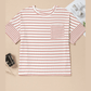 Tinny Pink Stripe Waffle Knit Pocketed Half Sleeve PLUS SIZE T Shirt