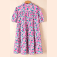 Romy Pink PLUS SIZE Floral Half Button Short Puff Sleeve A-line Dress