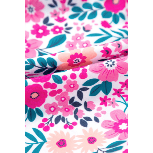 Romy Pink PLUS SIZE Floral Half Button Short Puff Sleeve A-line Dress