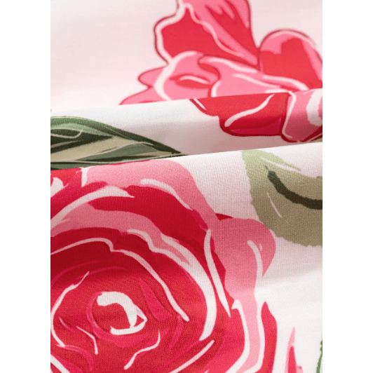 Joceline PLUS SIZE Floral Print Frilled Stripes Detail Short Sleeve Blouse