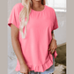 RTS Marlyn Pink Frilled Hem Loose T-Shirt