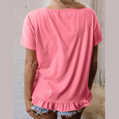 RTS Marlyn Pink Frilled Hem Loose T-Shirt