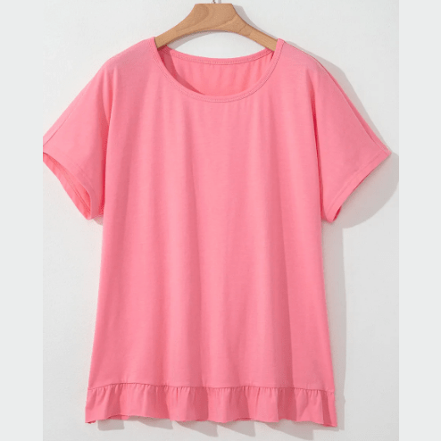 RTS Marlyn Pink Frilled Hem Loose T-Shirt