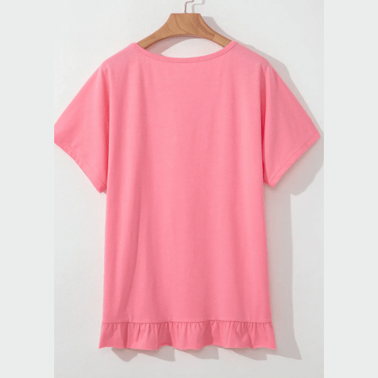 RTS Marlyn Pink Frilled Hem Loose T-Shirt