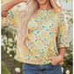 RTS Laurette Yellow Summer Flower Printed Drop Shoulder Loose T Shirt