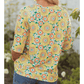 RTS Laurette Yellow Summer Flower Printed Drop Shoulder Loose T Shirt