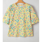 RTS Laurette Yellow Summer Flower Printed Drop Shoulder Loose T Shirt