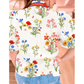Blakelie White Floral Short Puff Sleeve Contrast V Neck Print Blouse