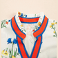 Blakelie White Floral Short Puff Sleeve Contrast V Neck Print Blouse