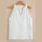 Kamren White Textured Lace Trim Pure Cotton Sleeveless Top