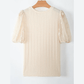 Shaylin Polka Dot Mesh Puff Sleeve Textured Blouse