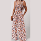 RTS Franny Black Floral Print Smocked High Waist Square Neck Jumpsuit
