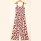 RTS Franny Black Floral Print Smocked High Waist Square Neck Jumpsuit