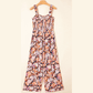 RTS Franny Black Floral Print Smocked High Waist Square Neck Jumpsuit
