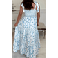 RTS Georgie Sky Blue Floral Smocked Tied Straps A-Lined Tiered Maxi Dress