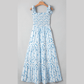 RTS Georgie Sky Blue Floral Smocked Tied Straps A-Lined Tiered Maxi Dress