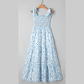 RTS Georgie Sky Blue Floral Smocked Tied Straps A-Lined Tiered Maxi Dress