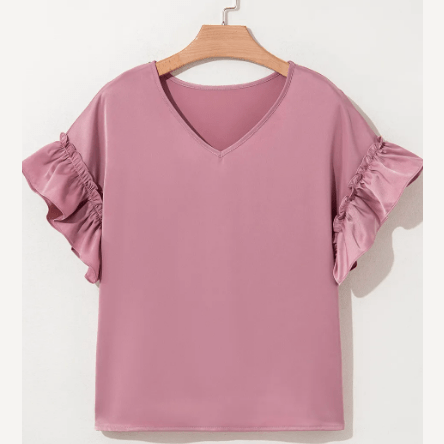 Harmoni Satin Ruffle Sleeve Top