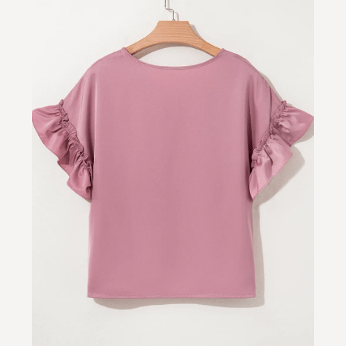 Harmoni Satin Ruffle Sleeve Top