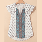 Latisha White Boho Pattern Tiered Ruffled Sleeve V Neck Buttoned Blouse